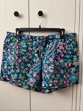 Lilly Pulitzer Navy Shorts with Pink & Teal Floral Print